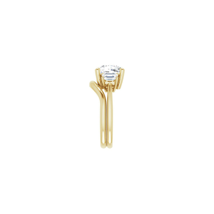 14K Yellow Gold 9x9 mm Cushion 3/4 CTW Lab-Grown Semi-Set Engagement Ring