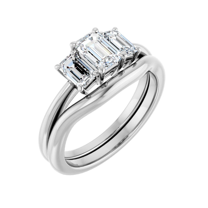 14K White Gold 6x4 mm Emerald 3/4 CTW Lab-Grown Semi-Set Engagement Ring