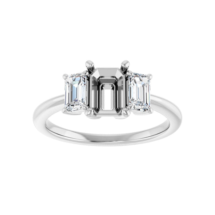 14K White Gold 7x5 mm Emerald 5/8 CTW Lab-Grown Semi-Set Engagement Ring