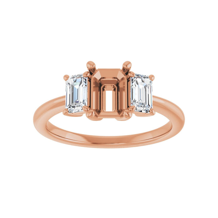 14K Rose Gold 7x5 mm Emerald 5/8 CTW Lab-Grown Semi-Set Engagement Ring
