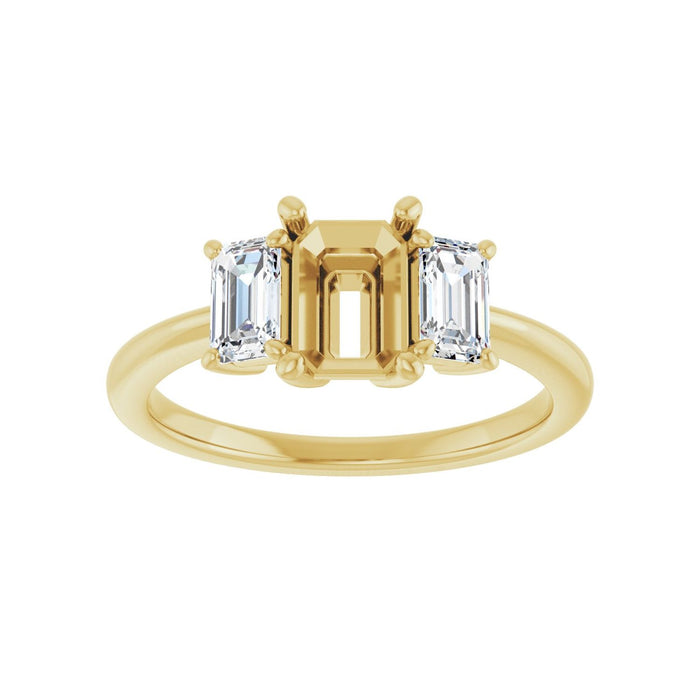 14K Yellow Gold 7x5 mm Emerald 5/8 CTW Lab-Grown Semi-Set Engagement Ring