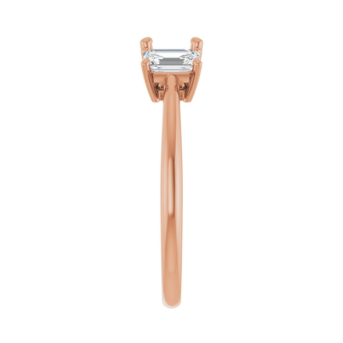 14K Rose Gold 5x5 mm Asscher 3/4 CTW Lab-Grown Semi-Set Engagement Ring