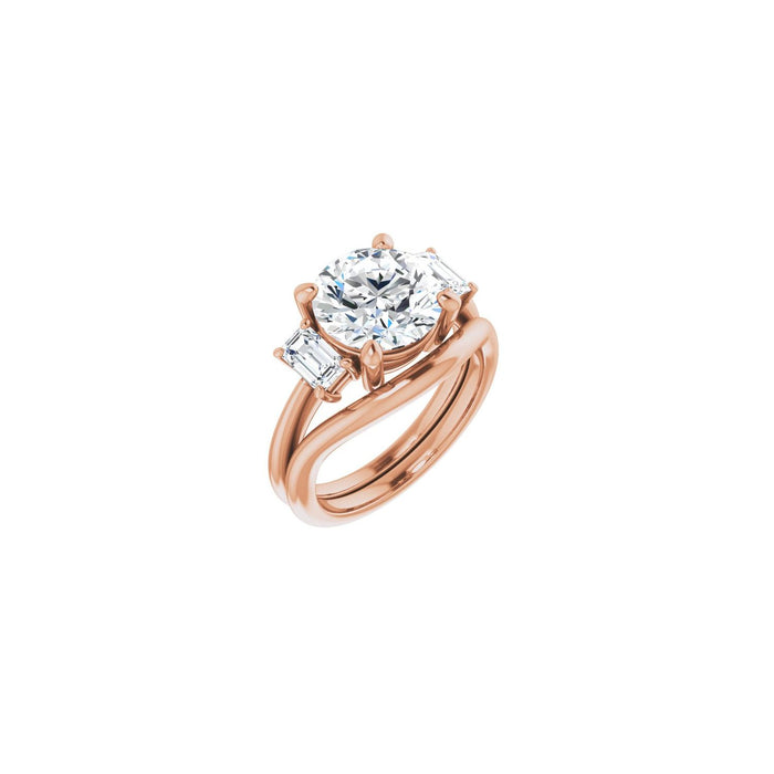 14K Rose Gold 9.4 mm Round 3/4 CTW Lab-Grown Semi-Set Engagement Ring