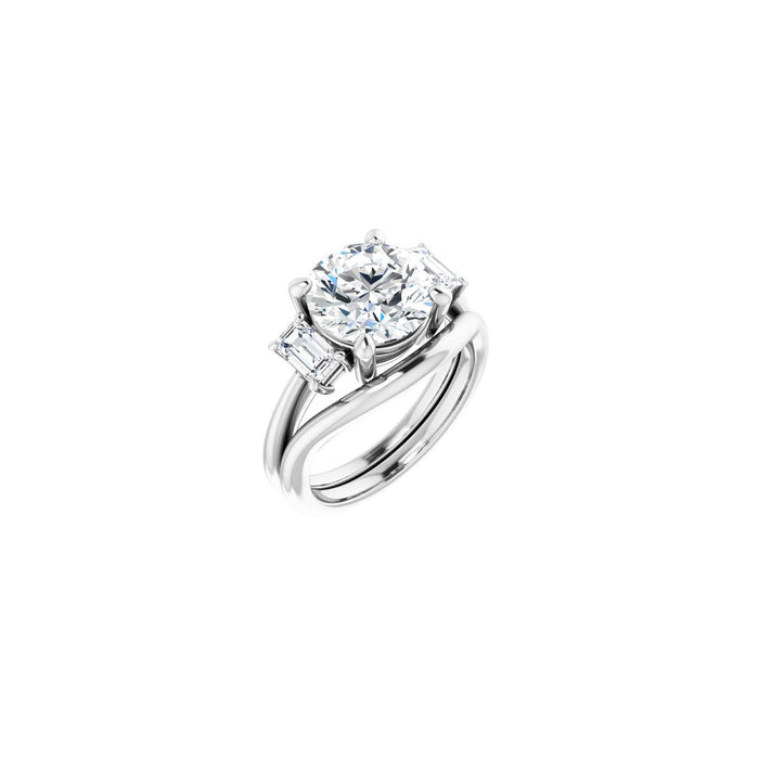 14K White Gold 9.4 mm Round 3/4 CTW Lab-Grown Semi-Set Engagement Ring