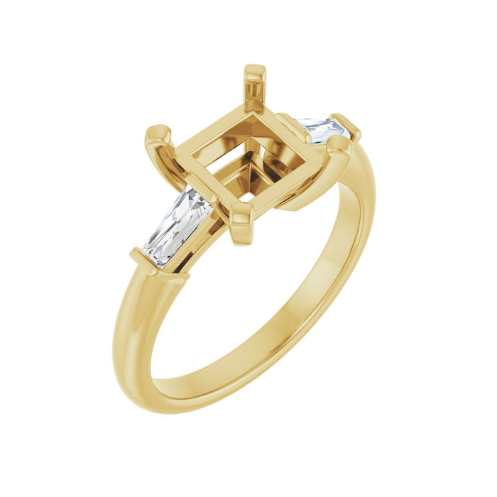 14K Yellow Gold 7x7 mm Square 1/5 CTW Lab-Grown Diamond Semi-Set Engagement Ring