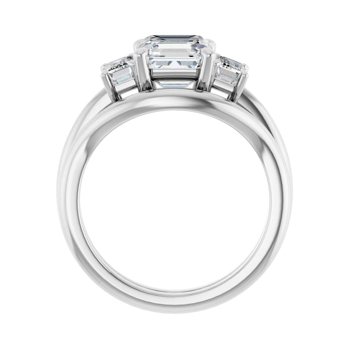 14K White Gold 7x7 mm Asscher 3/4 CTW Lab-Grown Semi-Set Engagement Ring