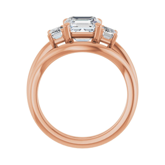 14K Rose Gold 7x7 mm Asscher 3/4 CTW Lab-Grown Semi-Set Engagement Ring