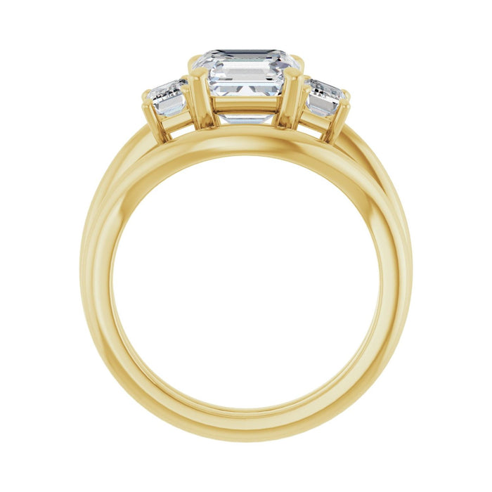 14K Yellow Gold 7x7 mm Asscher 3/4 CTW Lab-Grown Semi-Set Engagement Ring