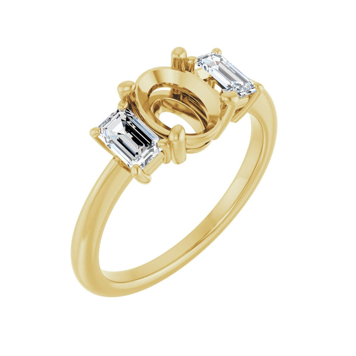14K Yellow Gold 8x6 mm Oval 3/4 CTW Lab-Grown Semi-Set Engagement Ring
