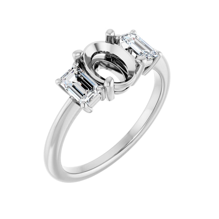 14K White Gold 8x6 mm Oval 3/4 CTW Lab-Grown Semi-Set Engagement Ring