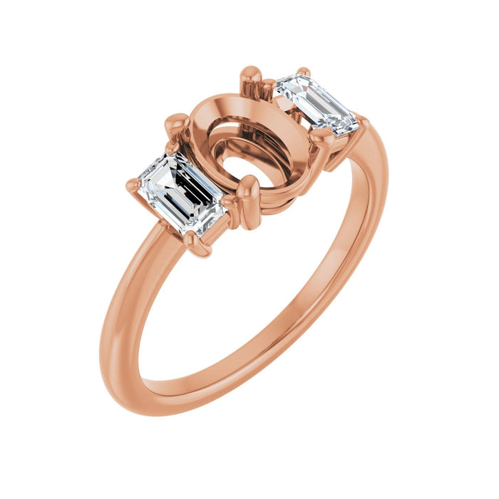 14K Rose Gold 8x6 mm Oval 3/4 CTW Lab-Grown Semi-Set Engagement Ring