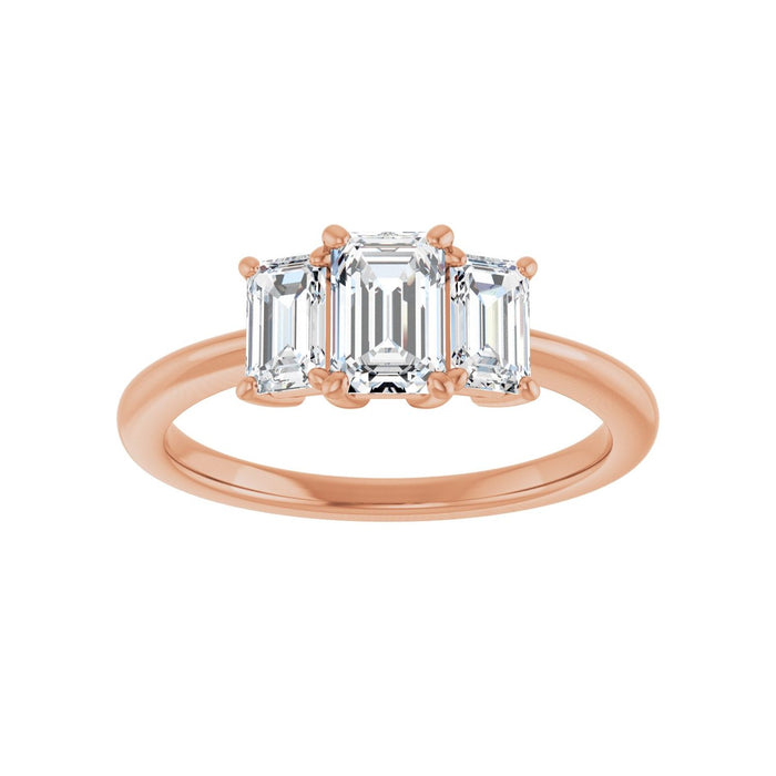 14K Rose Gold 6.5x4.5 mm Emerald 5/8 CTW Lab-Grown Semi-Set Engagement Ring