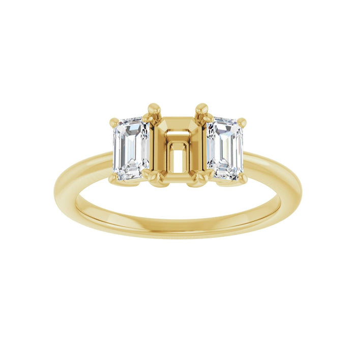 14K Yellow Gold 6x4 mm Emerald 3/4 CTW Lab-Grown Semi-Set Engagement Ring
