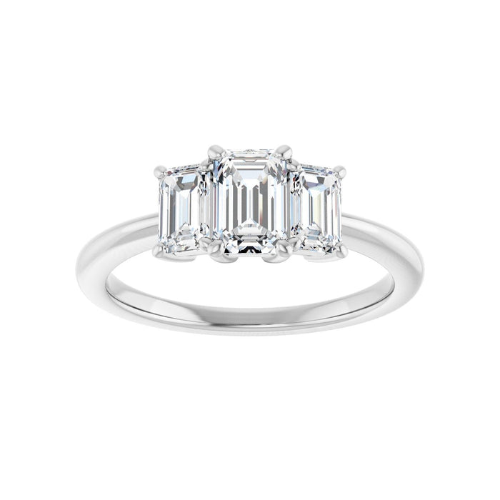 14K White Gold 6.5x4.5 mm Emerald 5/8 CTW Lab-Grown Semi-Set Engagement Ring
