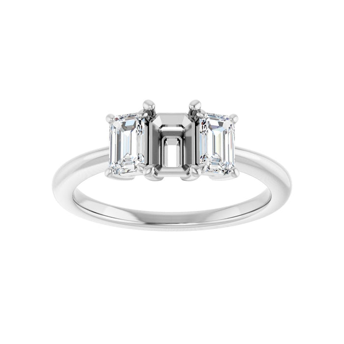 14K White Gold 6x4 mm Emerald 3/4 CTW Lab-Grown Semi-Set Engagement Ring