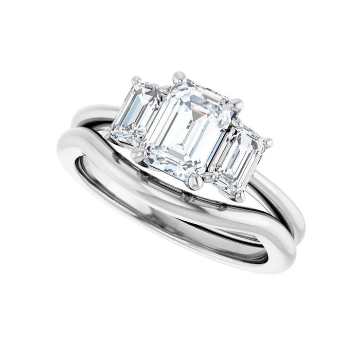 Platinum 7x5 mm Emerald 5/8 CTW Lab-Grown Semi-Set Engagement Ring