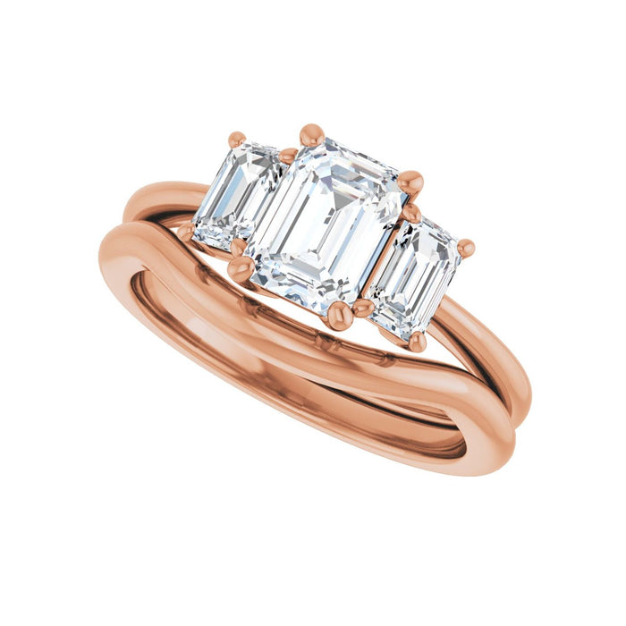 14K Rose Gold 7x5 mm Emerald 5/8 CTW Lab-Grown Semi-Set Engagement Ring