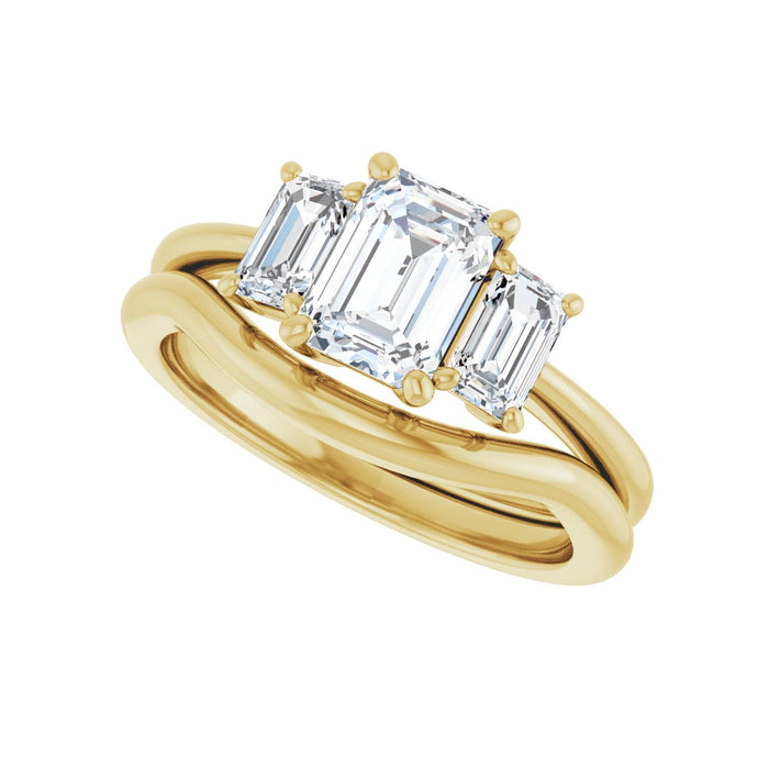 14K Yellow Gold 7x5 mm Emerald 5/8 CTW Lab-Grown Semi-Set Engagement Ring