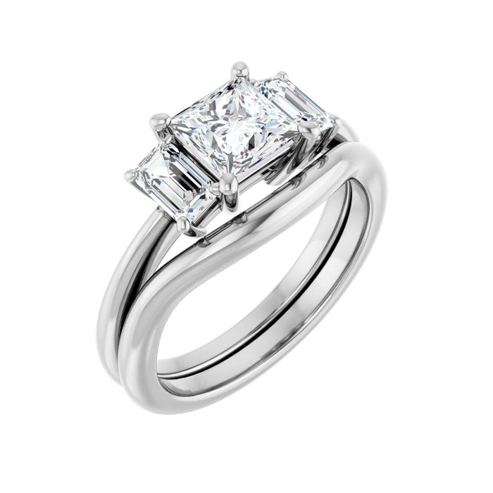 Platinum 5.5x5.5 mm Square 3/4 CTW Lab-Grown Semi-Set Engagement Ring