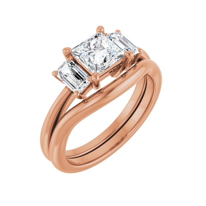 14K Rose Gold 5.5x5.5 mm Square 3/4 CTW Lab-Grown Semi-Set Engagement Ring