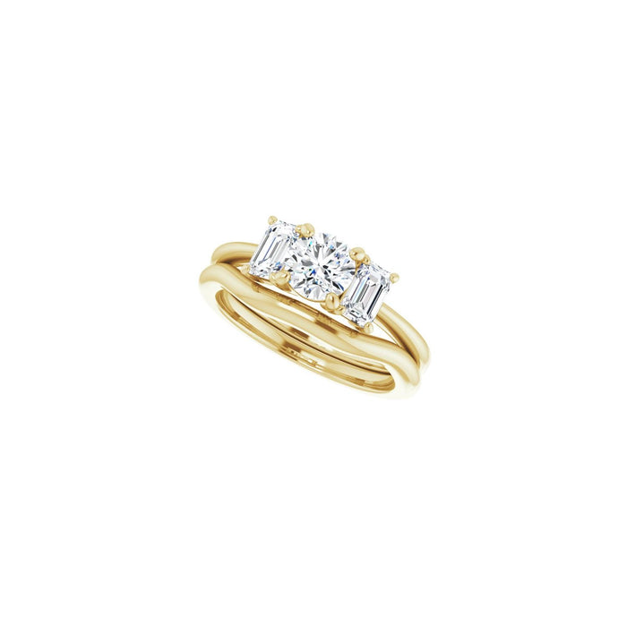 14K Yellow Gold 5.5 mm Round 1 1/3 CTW Lab-Grown Semi-Set Engagement Ring