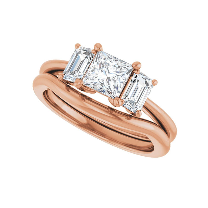 14K Rose Gold 5x5 mm Square 3/4 CTW Lab-Grown Semi-Set Engagement Ring