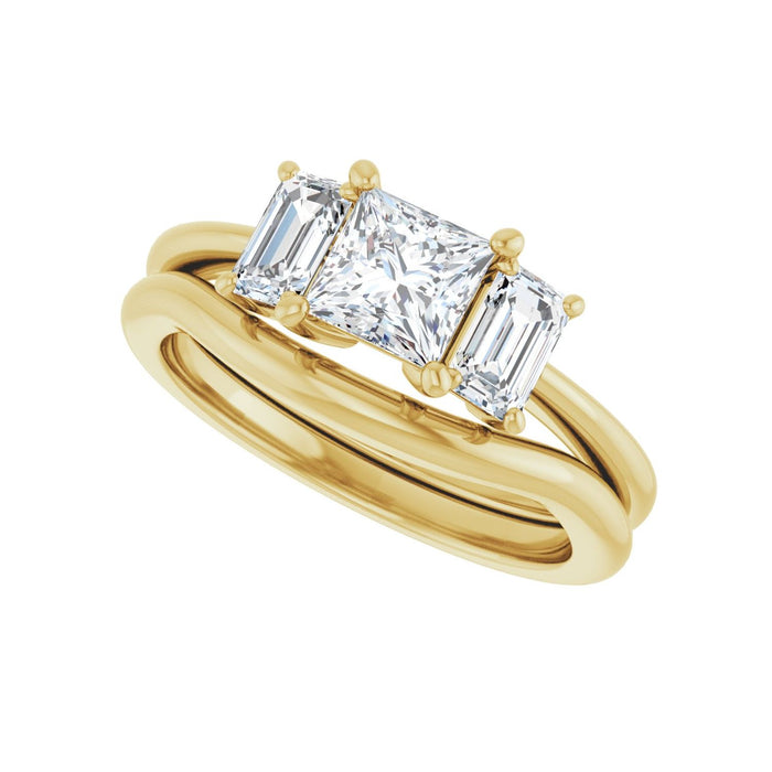 14K Yellow Gold 5x5 mm Square 3/4 CTW Lab-Grown Semi-Set Engagement Ring