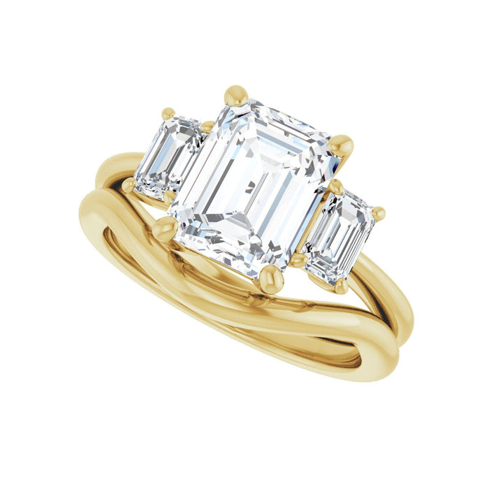 14K Yellow Gold 9x7 mm Emerald 5/8 CTW Lab-Grown Semi-Set Engagement Ring