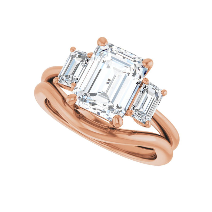14K Rose Gold 9x7 mm Emerald 5/8 CTW Lab-Grown Semi-Set Engagement Ring