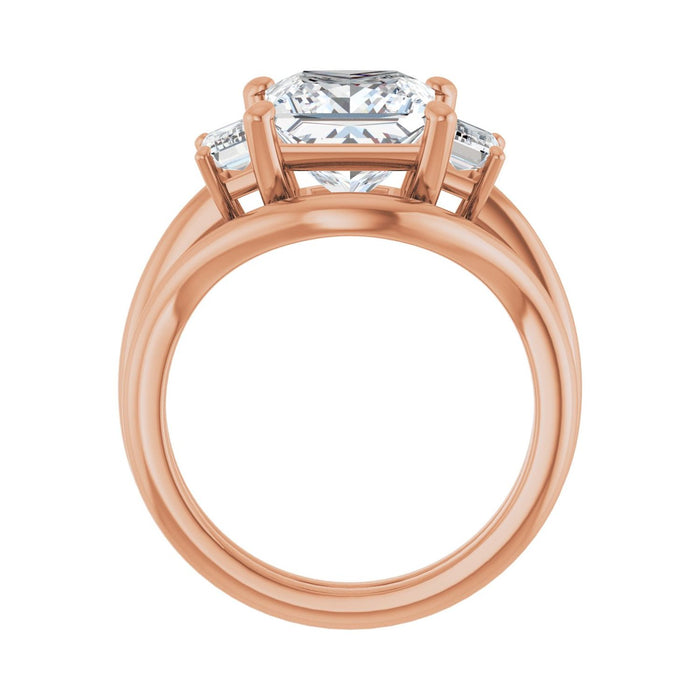 14K Rose Gold 8x8 mm Square 3/4 CTW Lab-Grown Semi-Set Engagement Ring
