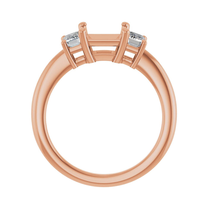 14K Rose Gold 6x6 mm Square 3/4 CTW Lab-Grown Semi-Set Engagement Ring