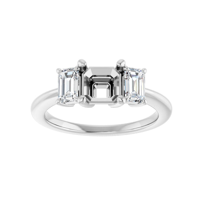 14K White Gold 6x6 mm Asscher 3/4 CTW Lab-Grown Semi-Set Engagement Ring
