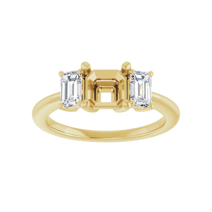 14K Yellow Gold 6x6 mm Asscher 3/4 CTW Lab-Grown Semi-Set Engagement Ring