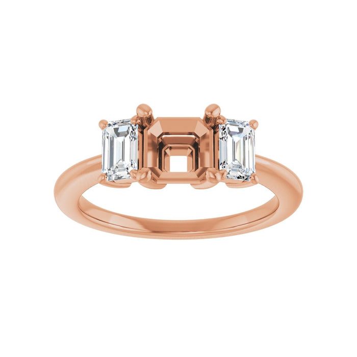 14K Rose Gold 6x6 mm Asscher 3/4 CTW Lab-Grown Semi-Set Engagement Ring
