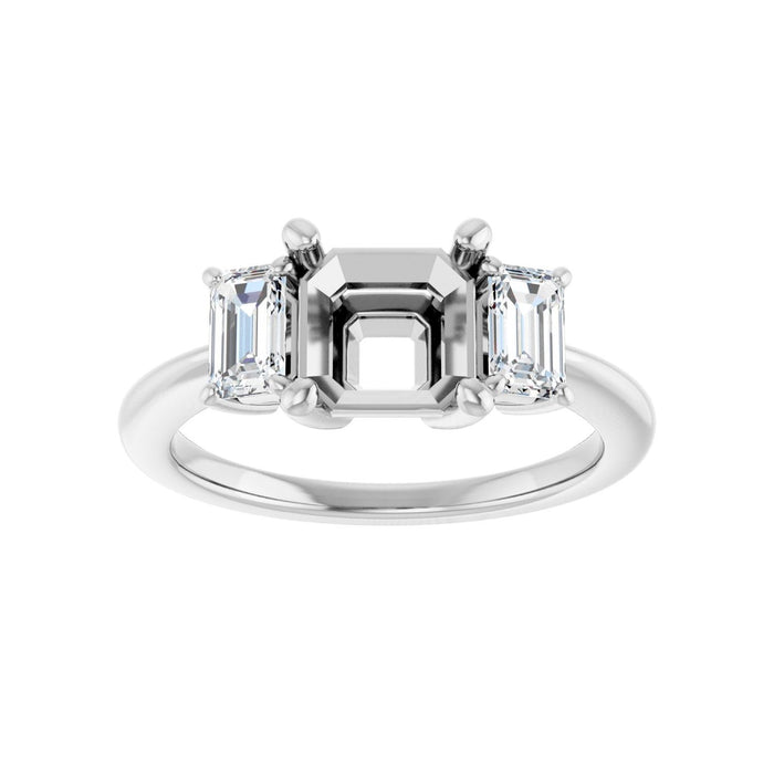 Platinum 7x7 mm Asscher 3/4 CTW Lab-Grown Semi-Set Engagement Ring