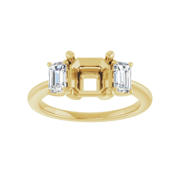 14K Yellow Gold 7x7 mm Asscher 3/4 CTW Lab-Grown Semi-Set Engagement Ring