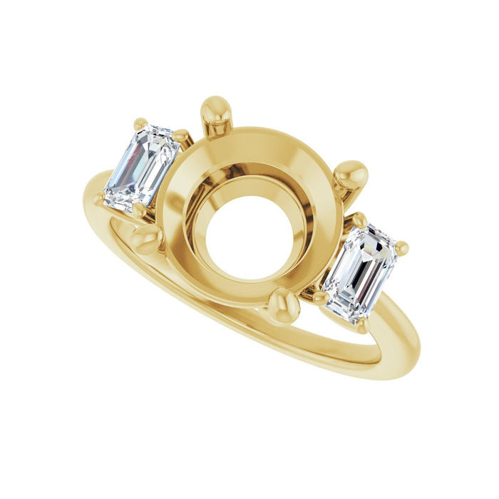 14K Yellow Gold 10 mm Round 3/4 CTW Lab-Grown Semi-Set Engagement Ring