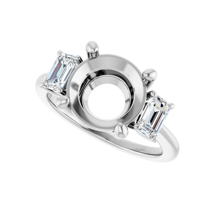 14K White Gold 10 mm Round 3/4 CTW Lab-Grown Semi-Set Engagement Ring