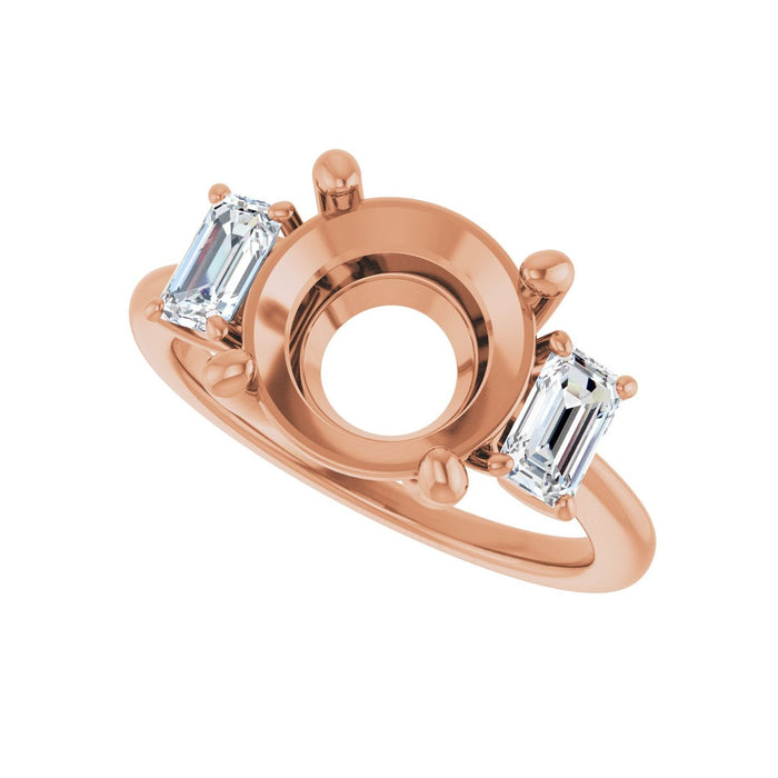 14K Rose Gold 10 mm Round 3/4 CTW Lab-Grown Semi-Set Engagement Ring