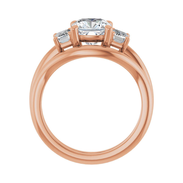 14K Rose Gold 7x7 mm Cushion 3/4 CTW Lab-Grown Semi-Set Engagement Ring