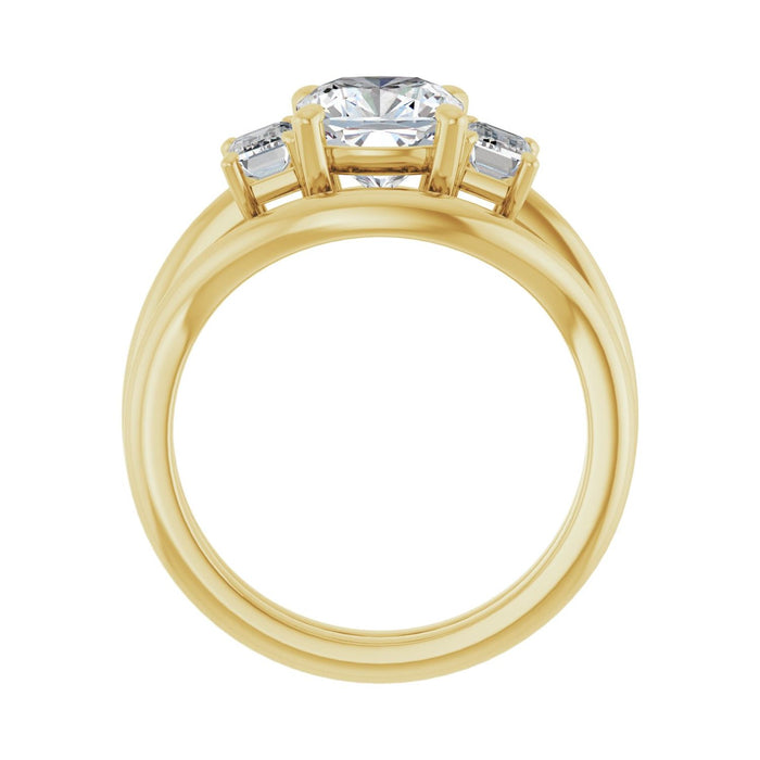 14K Yellow Gold 7x7 mm Cushion 3/4 CTW Lab-Grown Semi-Set Engagement Ring