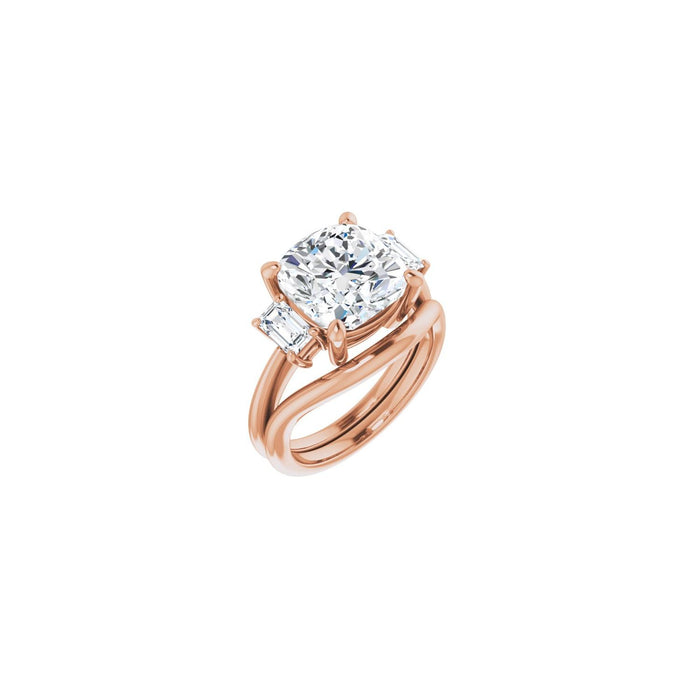 14K Rose Gold 10x10 mm Cushion 3/4 CTW Lab-Grown Semi-Set Engagement Ring