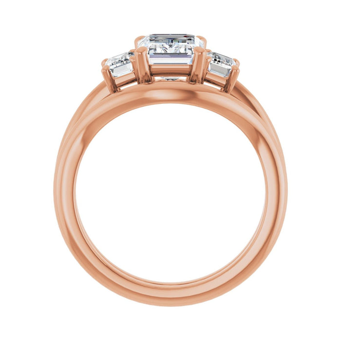 14K Rose Gold 8x6 mm Emerald 3/4 CTW Lab-Grown Diamond Semi-Set Engagement Ring