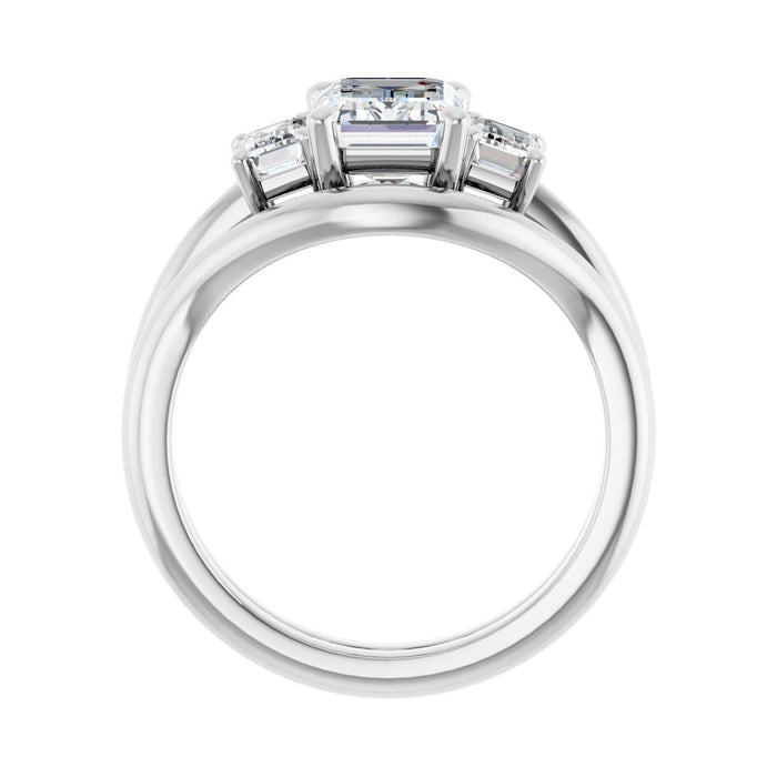 Platinum 8x6 mm Emerald 3/4 CTW Lab-Grown Diamond Semi-Set Engagement Ring