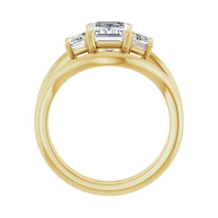 14K Yellow Gold 8x6 mm Emerald 3/4 CTW Lab-Grown Diamond Semi-Set Engagement Ring