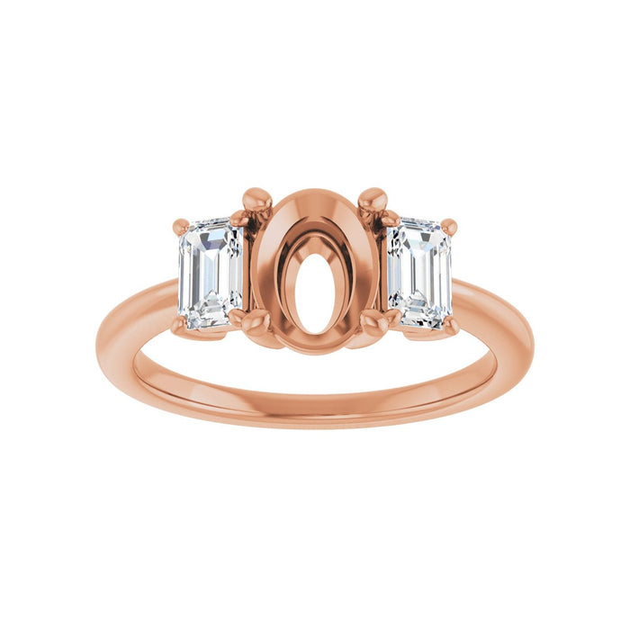14K Rose Gold 8x6 mm Oval 3/4 CTW Lab-Grown Semi-Set Engagement Ring