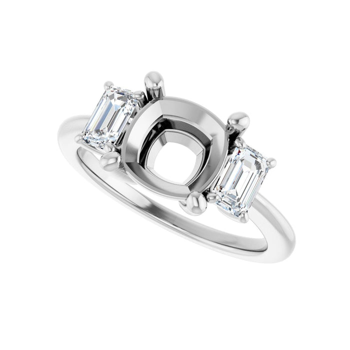 Platinum 8x8 mm Cushion 3/4 CTW Lab-Grown Semi-Set Engagement Ring