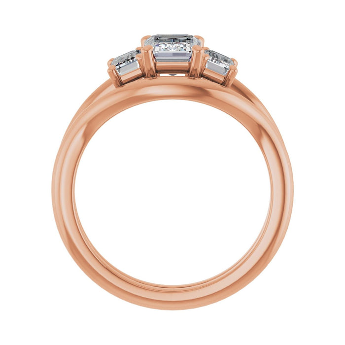 14K Rose Gold 7x5 mm Emerald 5/8 CTW Lab-Grown Semi-Set Engagement Ring