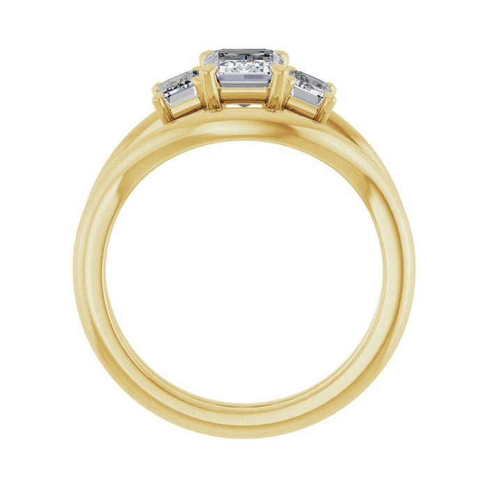 14K Yellow Gold 7x5 mm Emerald 5/8 CTW Lab-Grown Semi-Set Engagement Ring