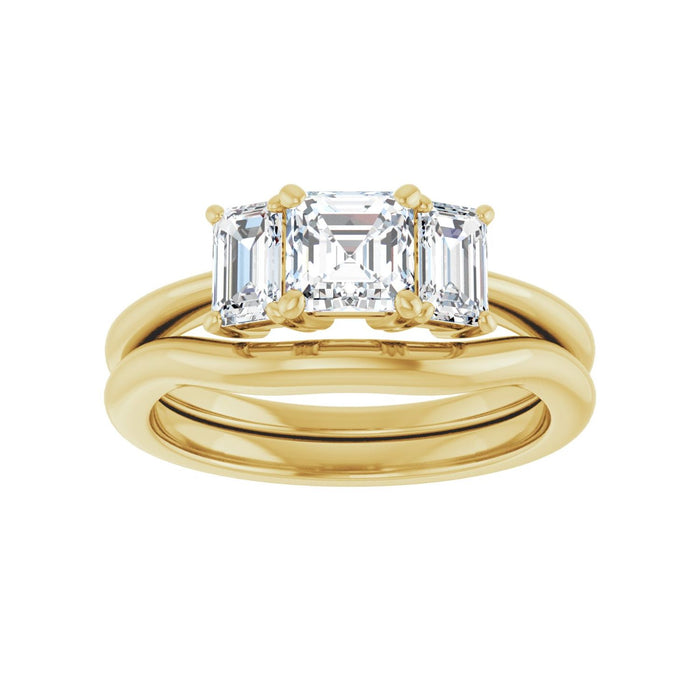 14K Yellow Gold 5x5 mm Asscher 3/4 CTW Lab-Grown Semi-Set Engagement Ring